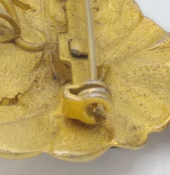 Jac Win Design Gold Tone Angel Bow Brooch Pendant w Pearl Accent Signed Vintage - Picture 7 of 11